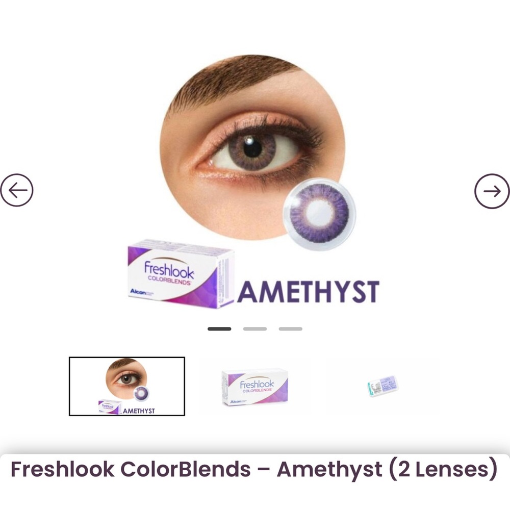 Brand New in box Freshlook Colored eye lense in Amythest (like purple)